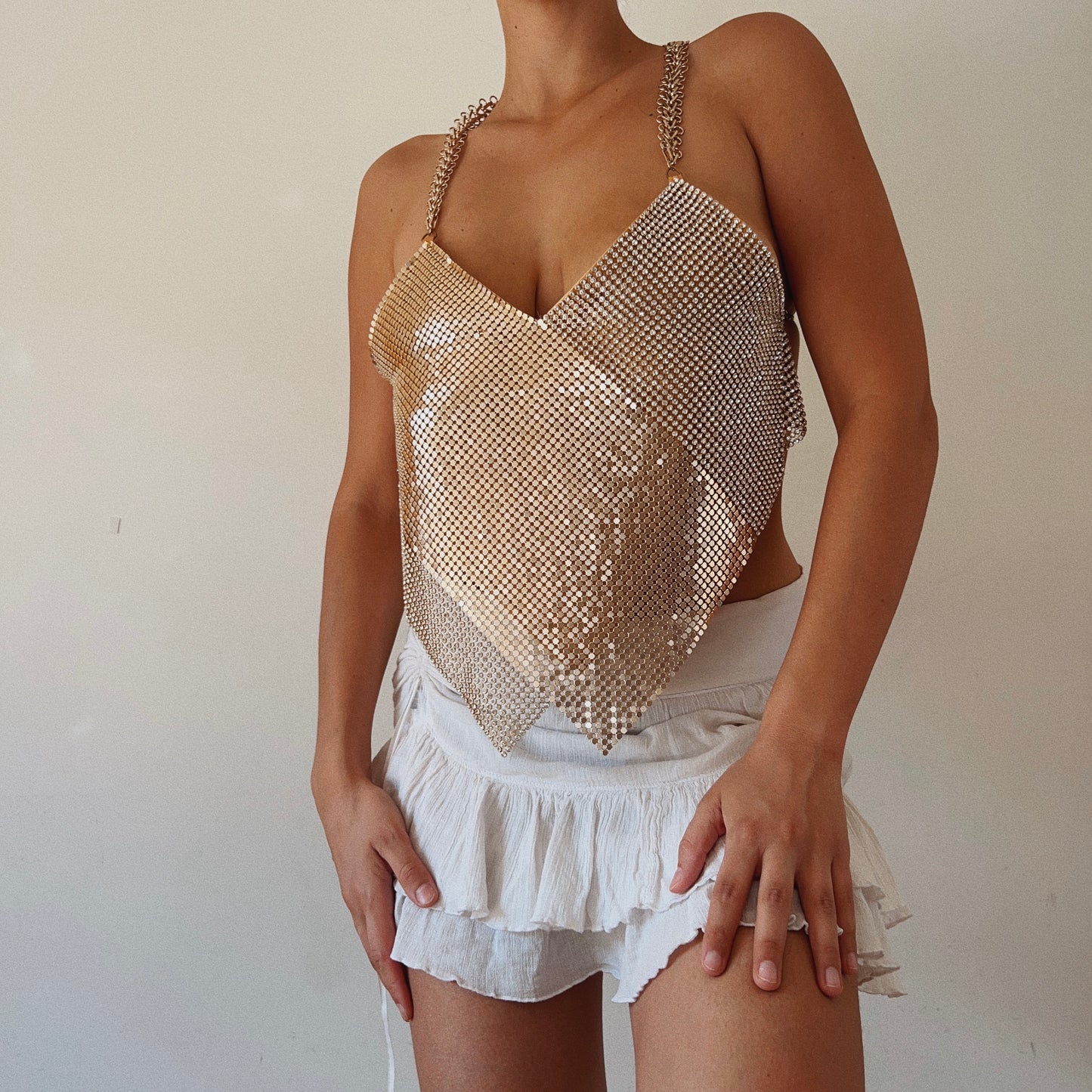 Halter Rhinestones Golden Top