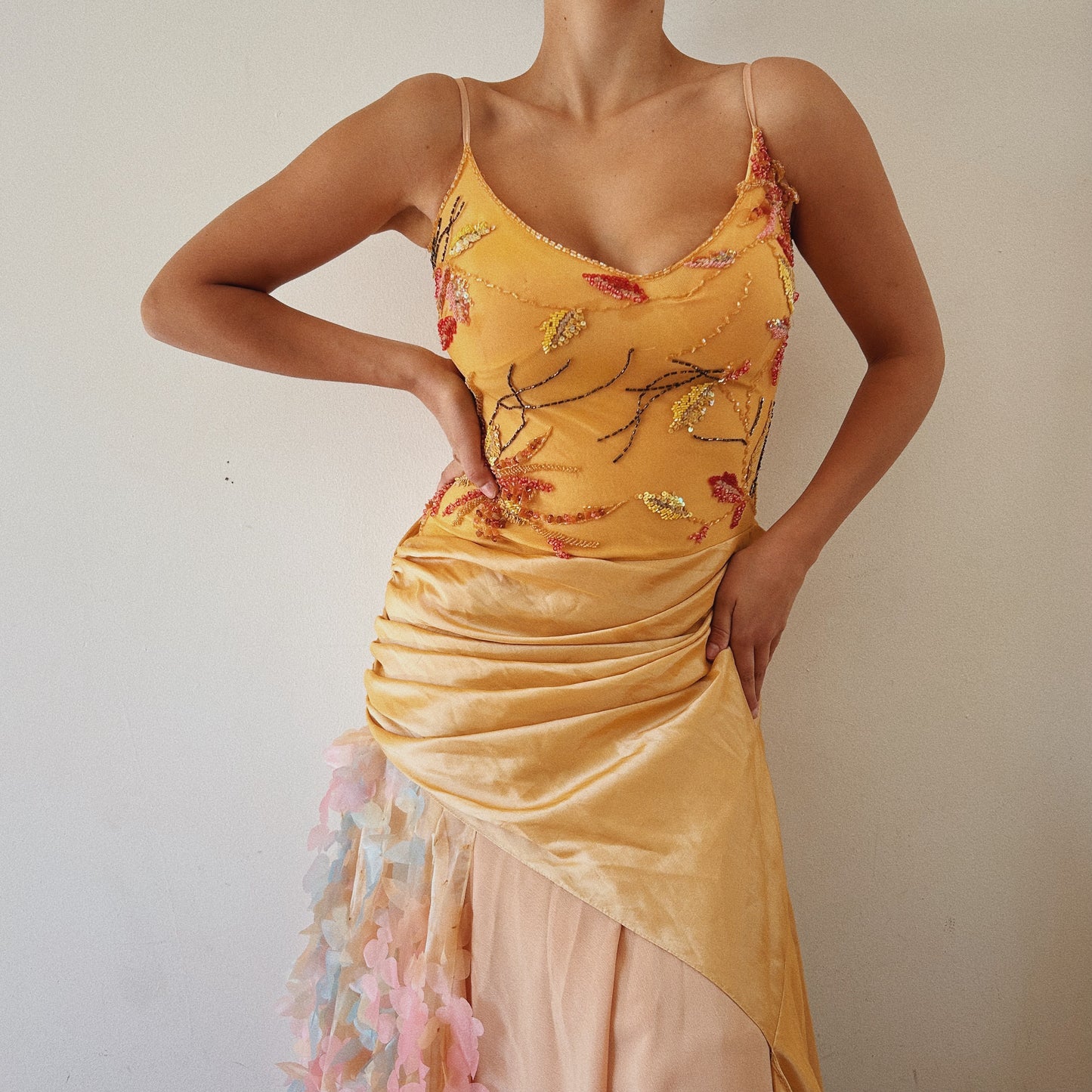 Whimsical Golden Beaded Princess Dress
