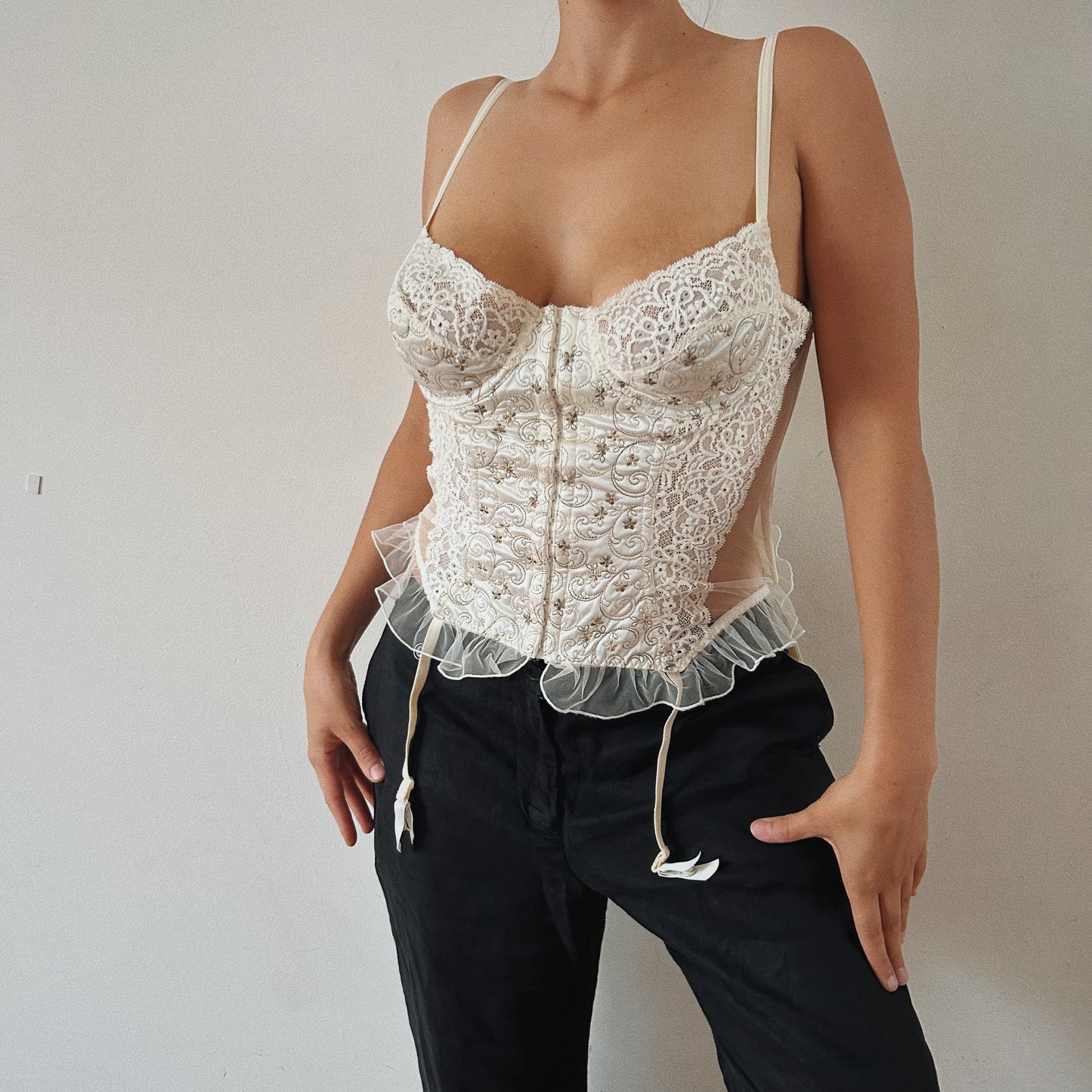 Ethereal White Cream Corset Top