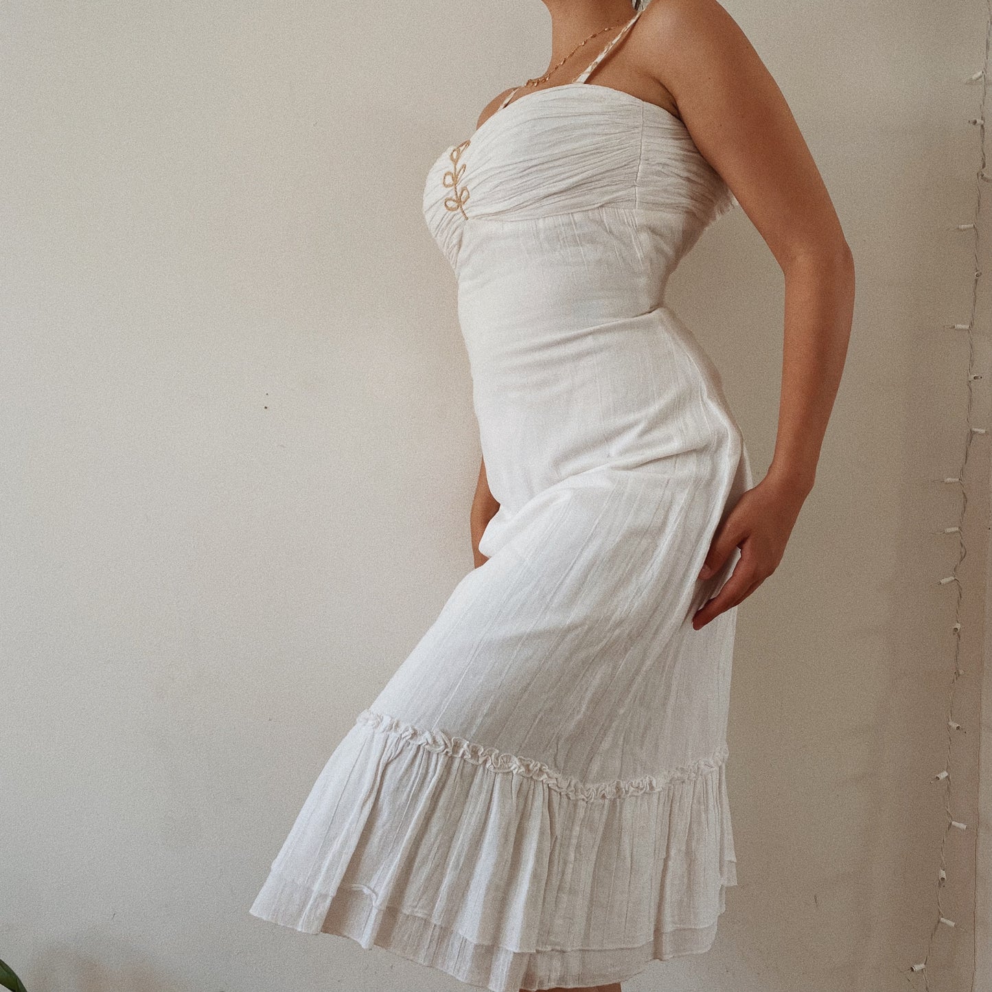 Linen Layered Fitted Summer Dress