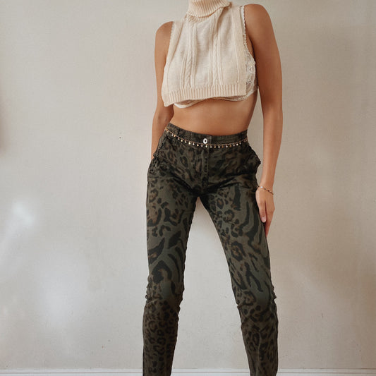 Animal Print Khaki High Waisted