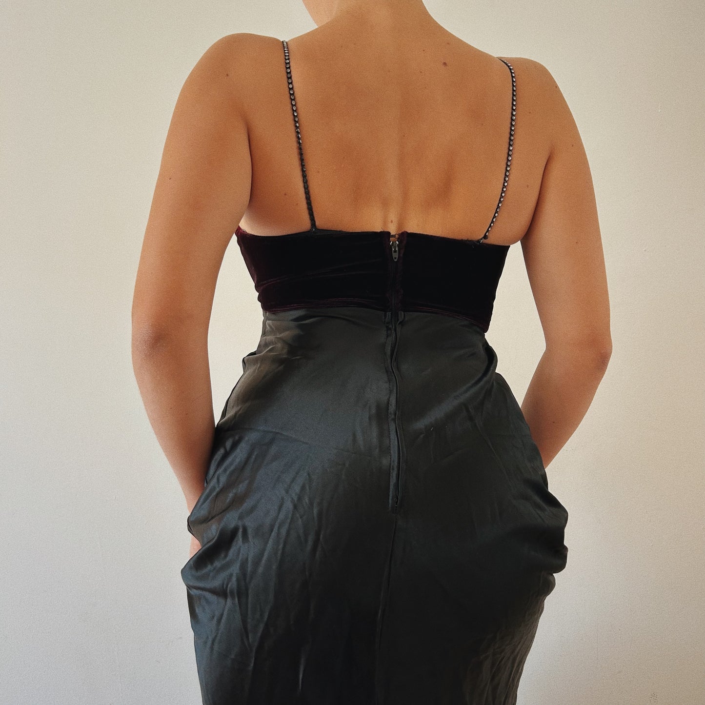 Elegant Evening Velvet Bustier Silky Dress