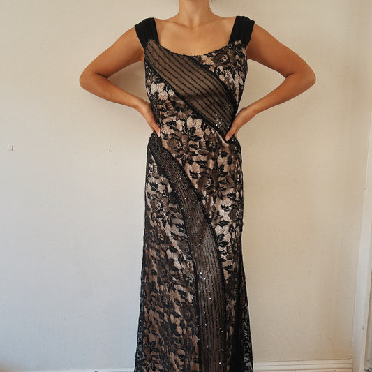 Black Beaded Maxi Gown