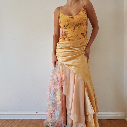 Whimsical Golden Beaded Princess Dress