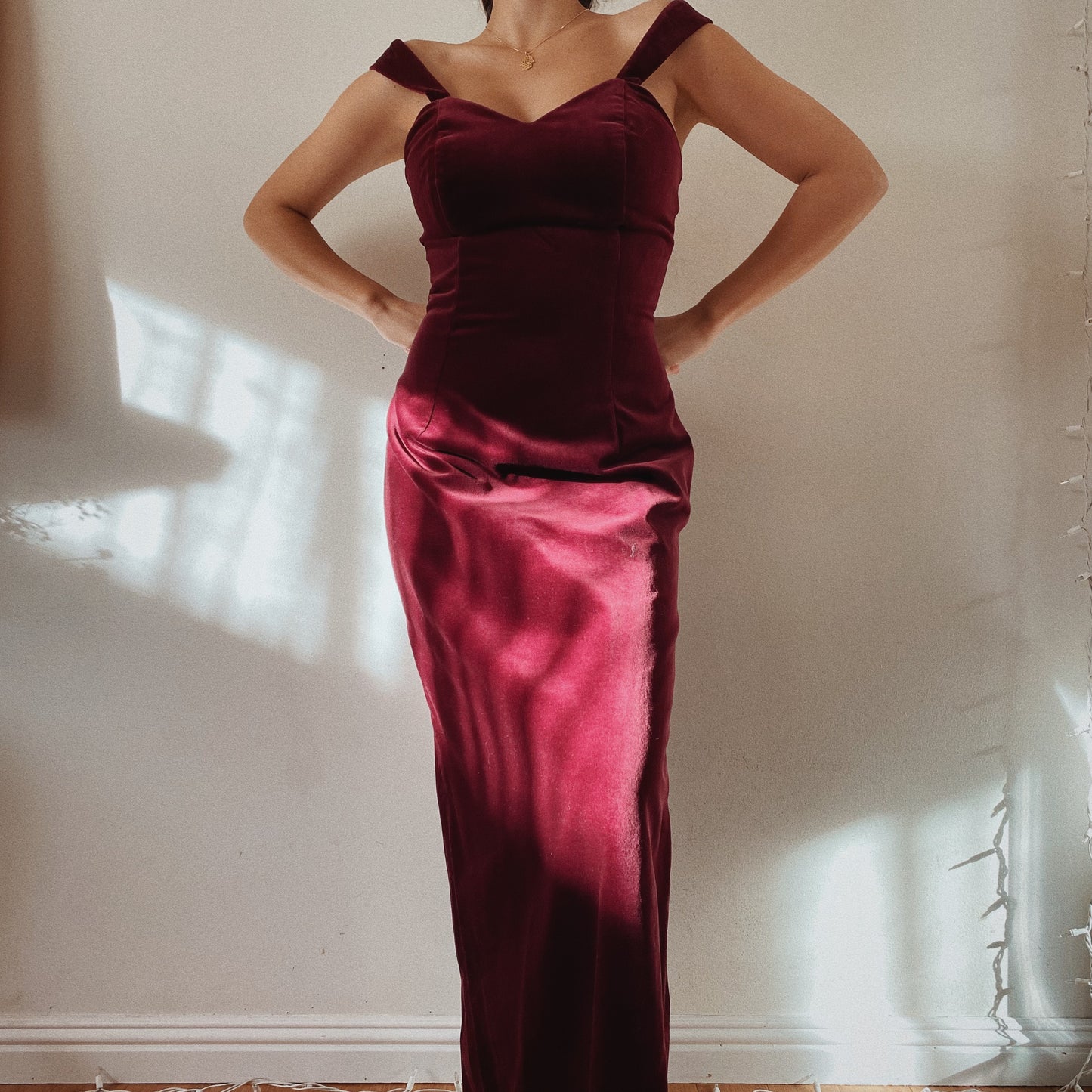 Burgundy Velvet Vintage Gown