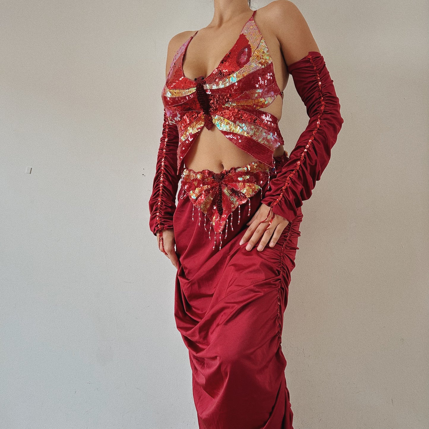 Rare Red Butterfly Sequins Set