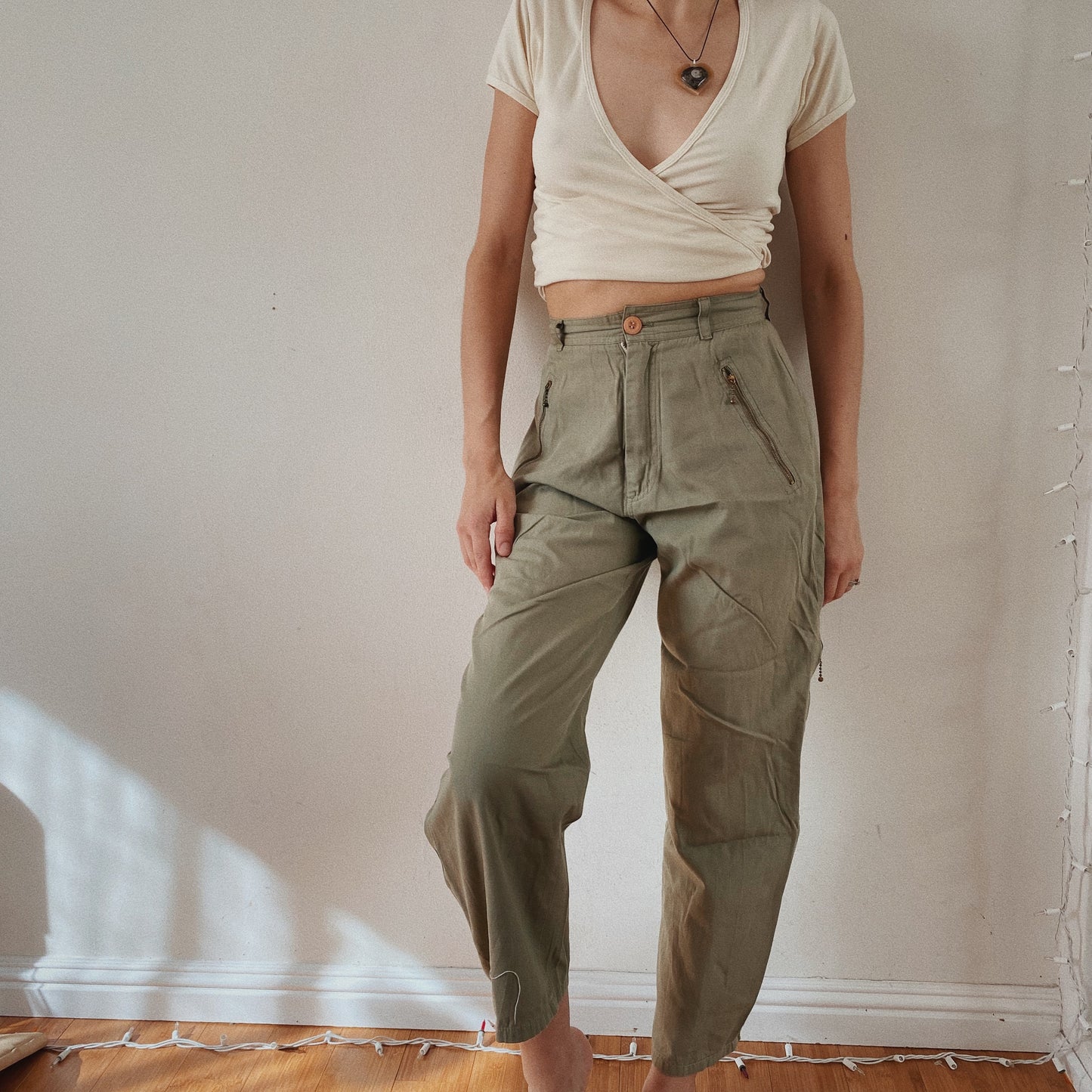 High Waisted Soft Cargo Style Pants