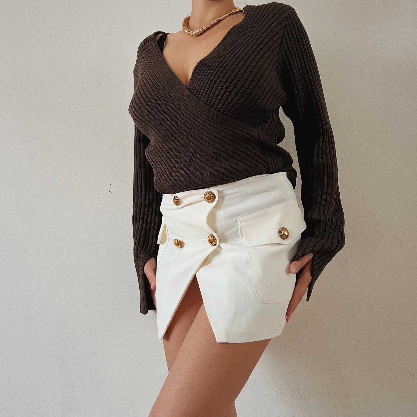 Mini Chic Skirt with Gold Buttons
