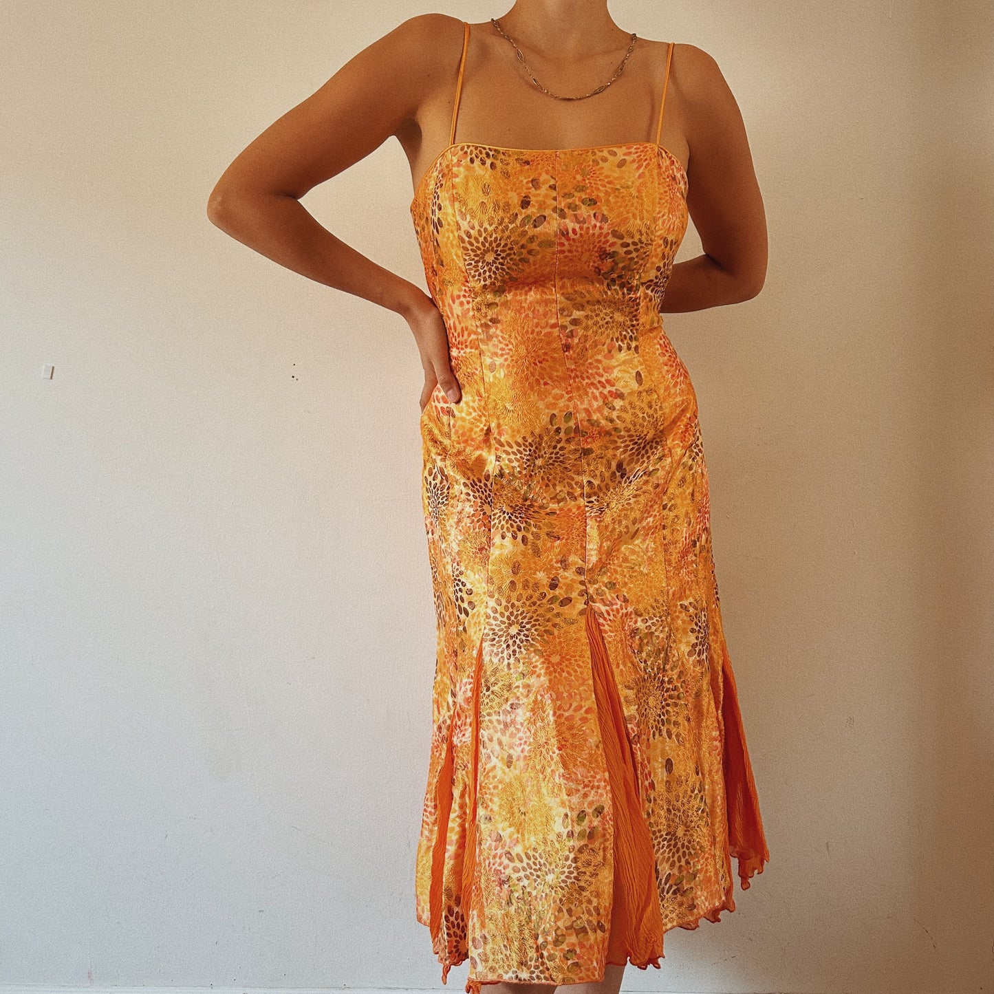 Orange Corset Ruffled Dress