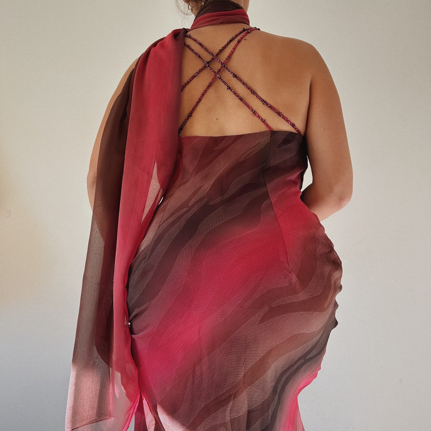 Stunning Ombre Gown With Beaded Embellishment And Matching Shawl