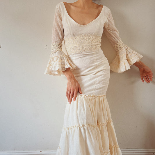Ruffled Cream Bridal Gown