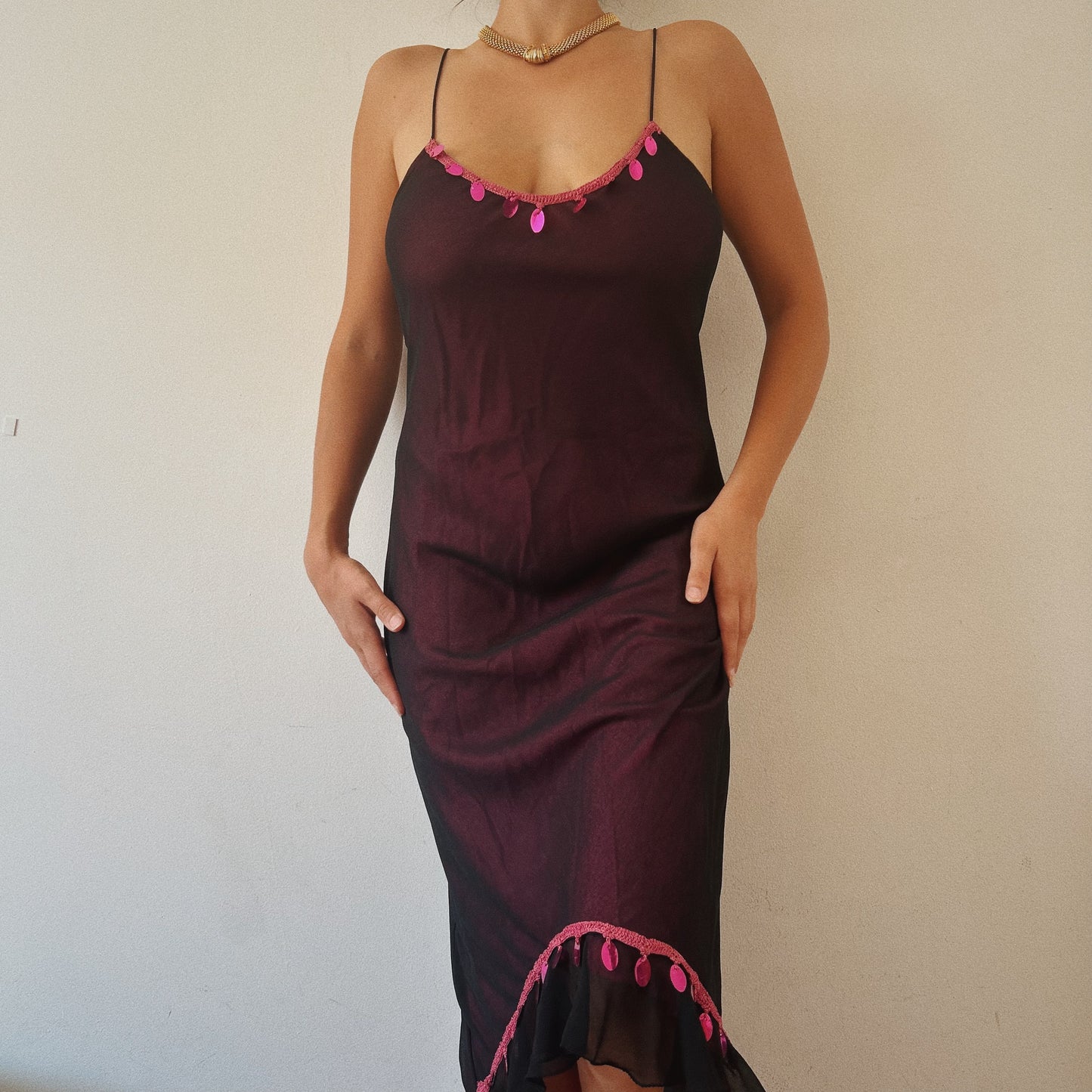 Mesh Pink Sequins Dress