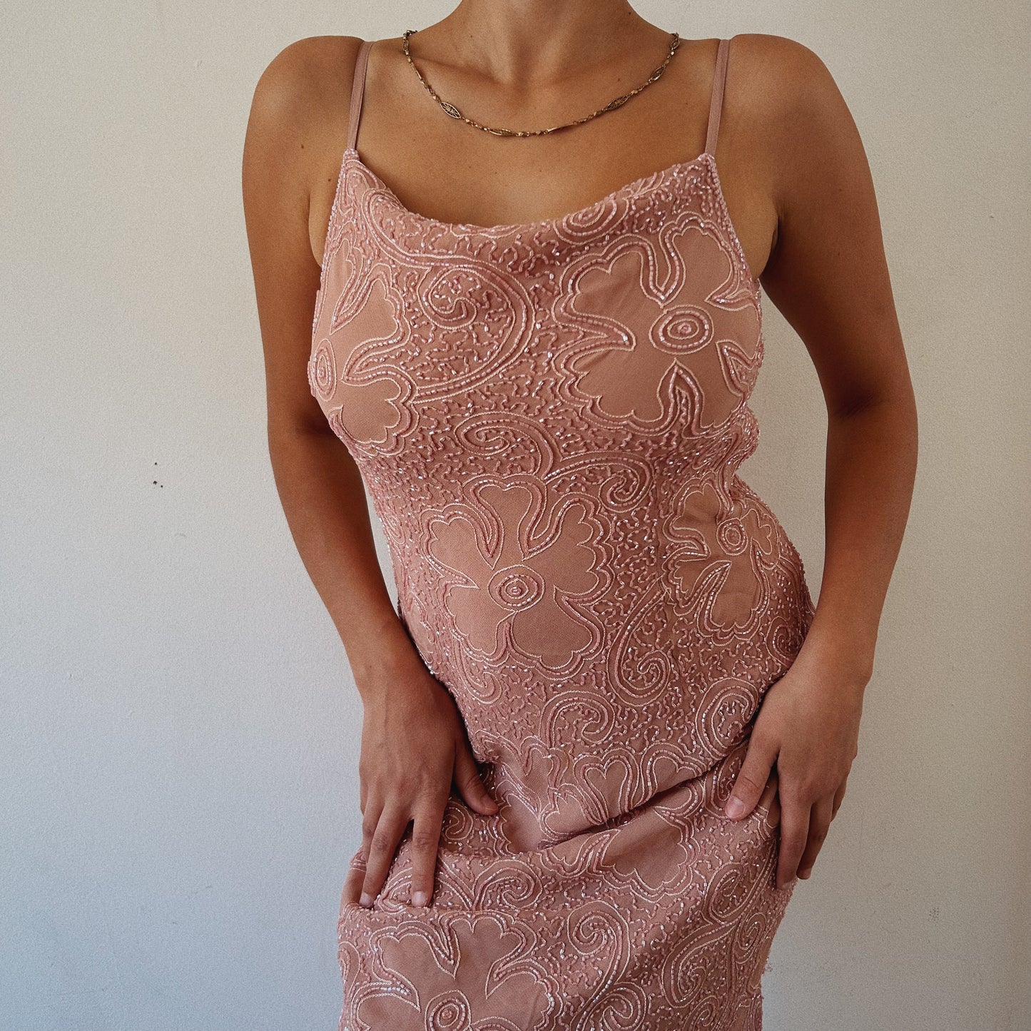 Beaded Light Pink Summer Dress