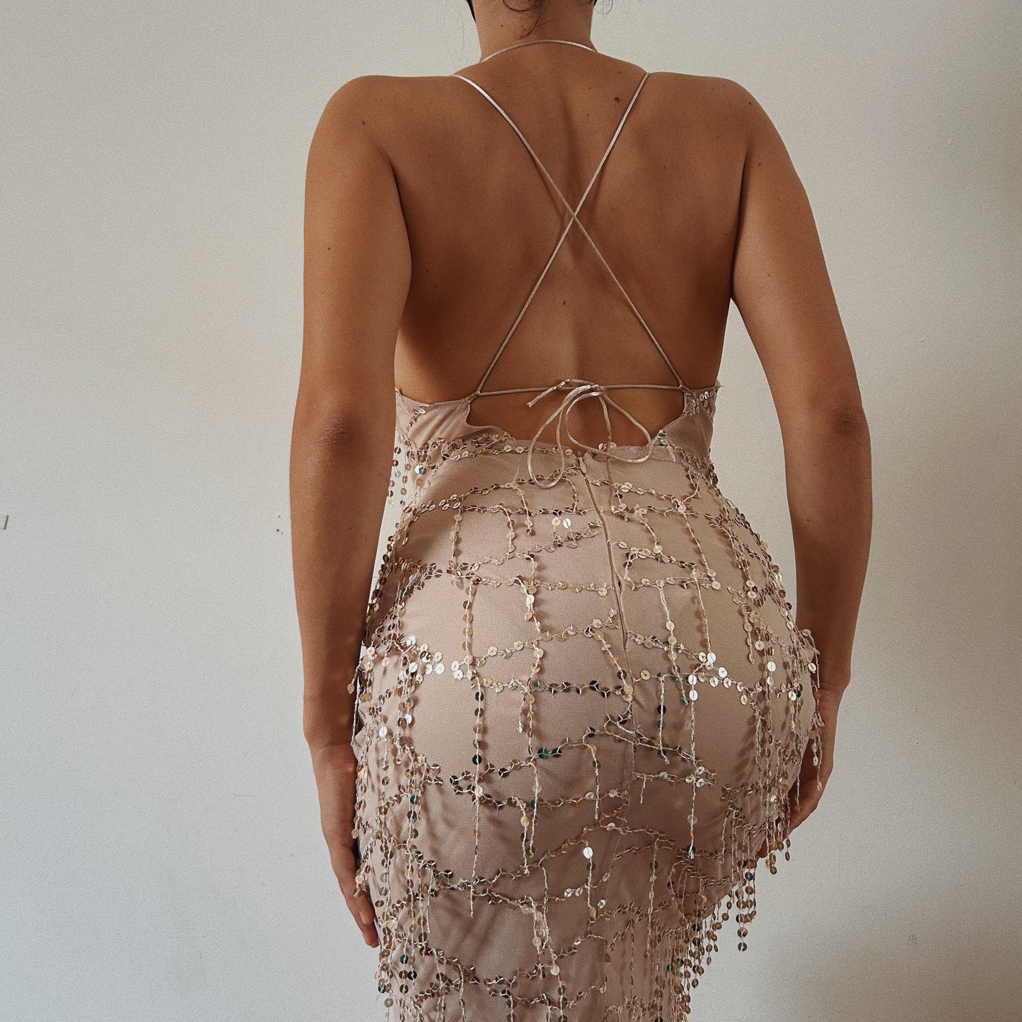 Sequins Nude Maxi Dress