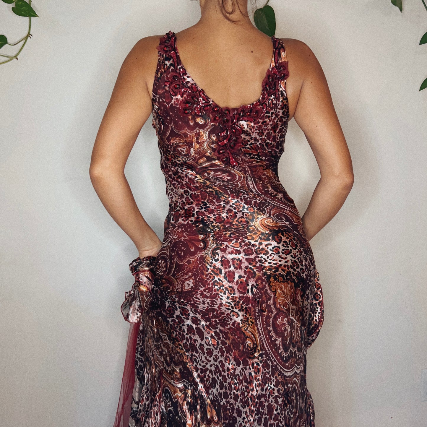 Animal Print Embellished Gown