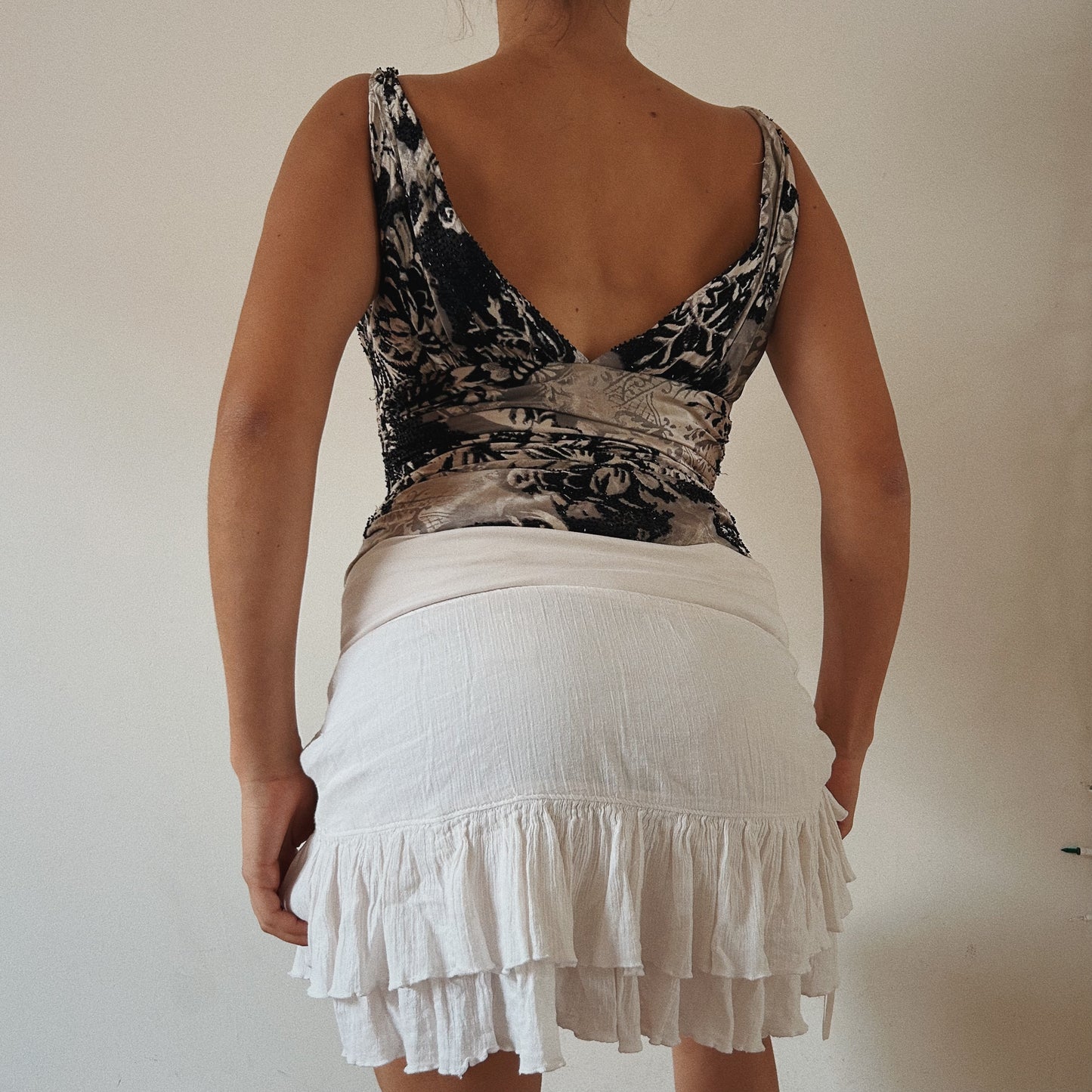Silk Beaded Ruched Elegant Top