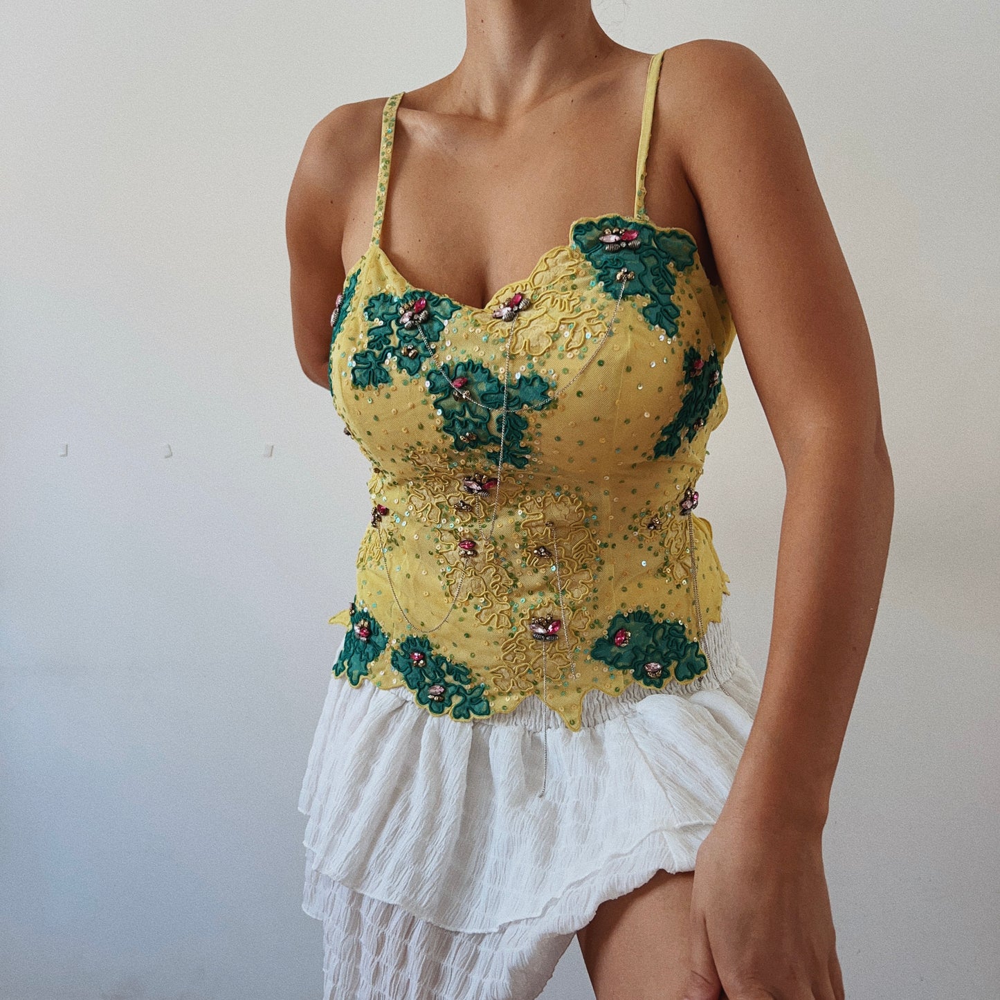 Embellished Sequins Yellow Top