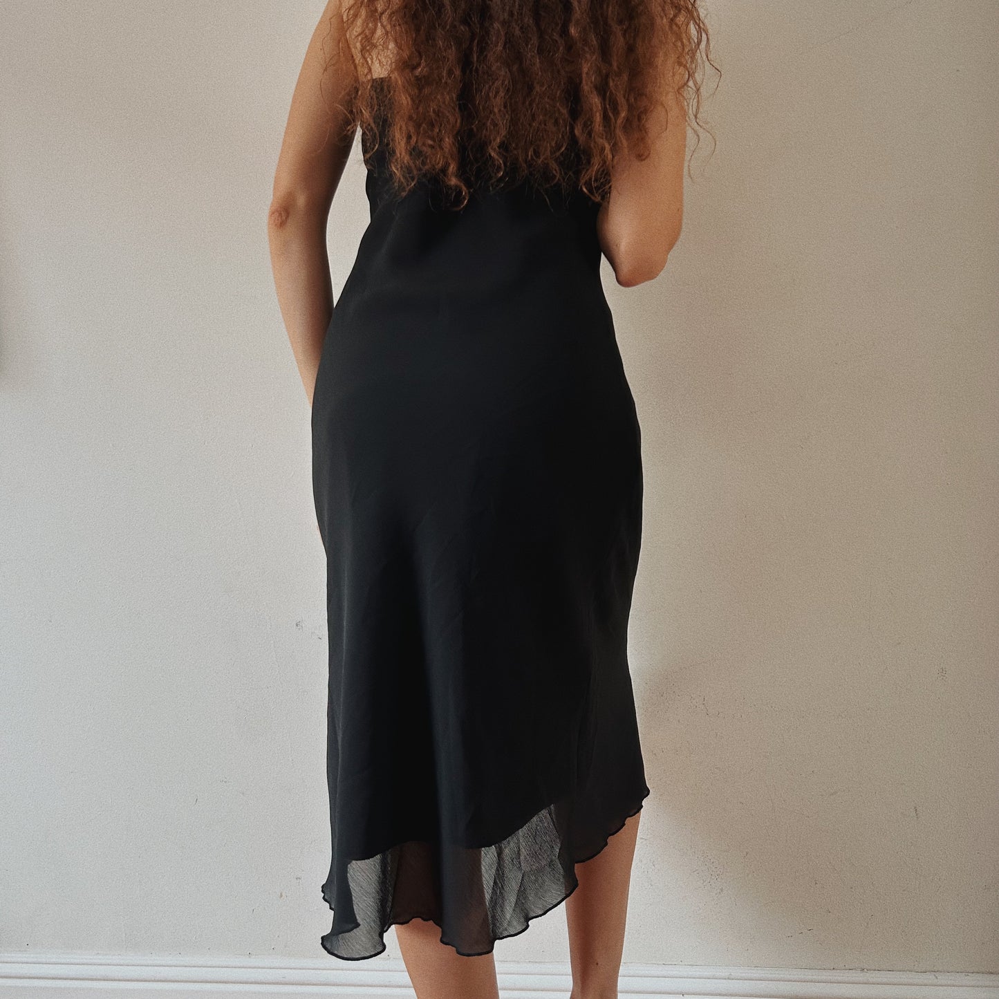 90's black fitted cocktail dress