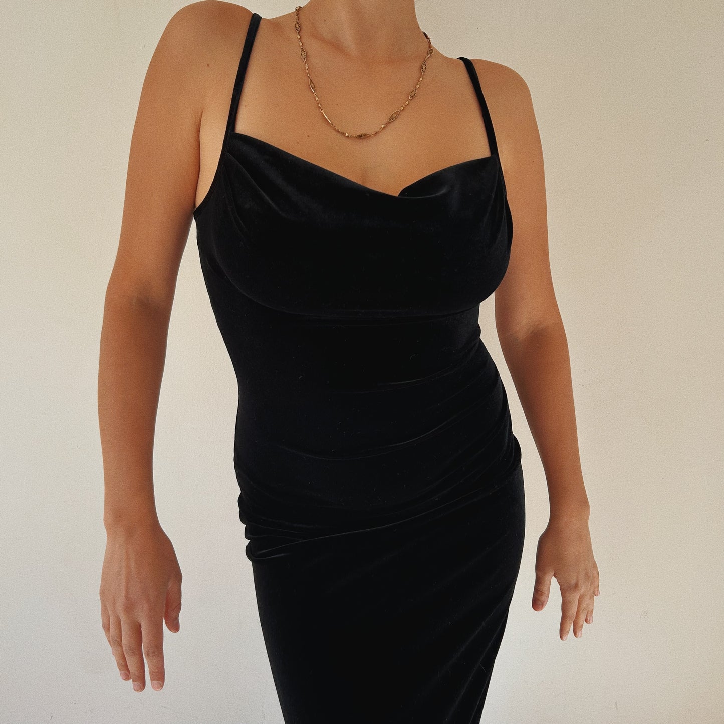 Classic 90s Vintage Velvet Black Maxi Dress