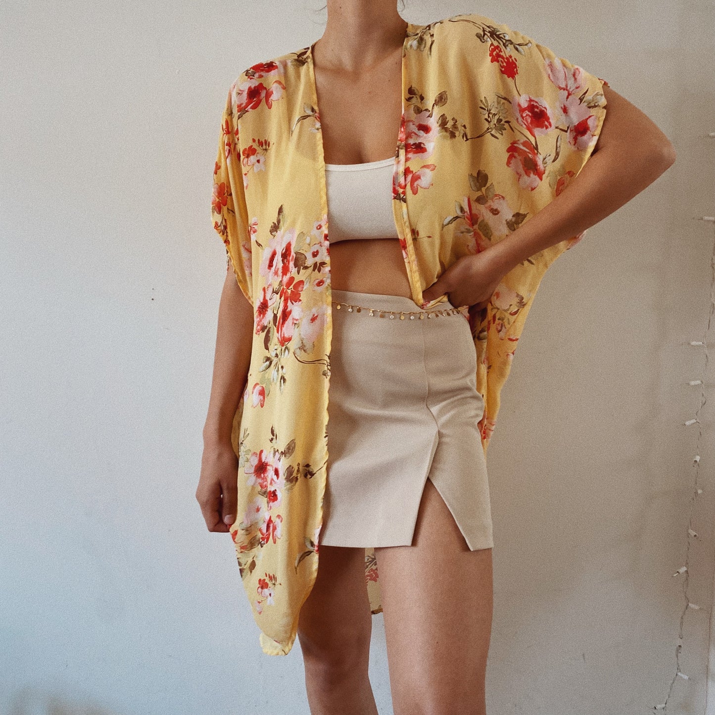 Yellow Floral Light Cardigan