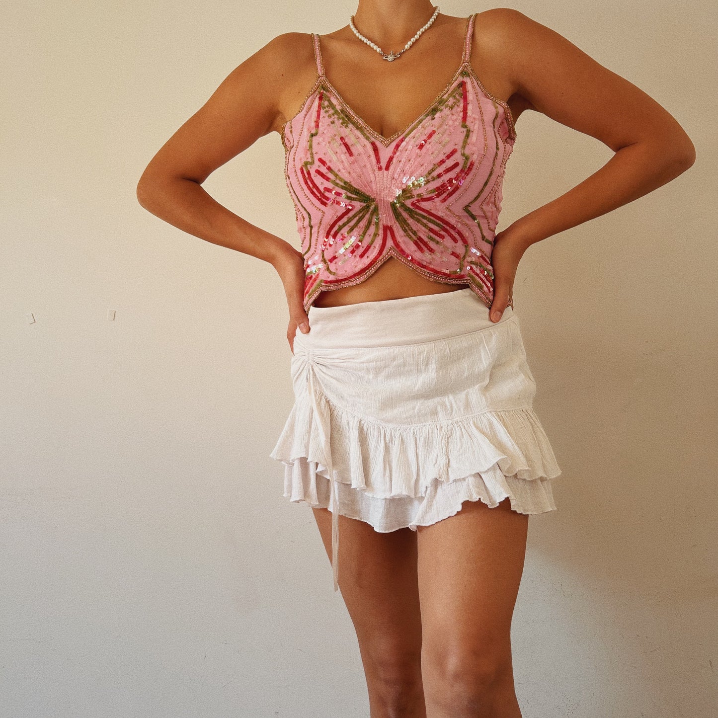 Pink Sequins Butterfly Top