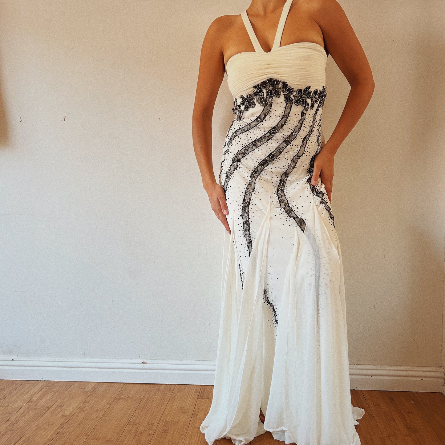 Stunning White Embellished Beaded Gown