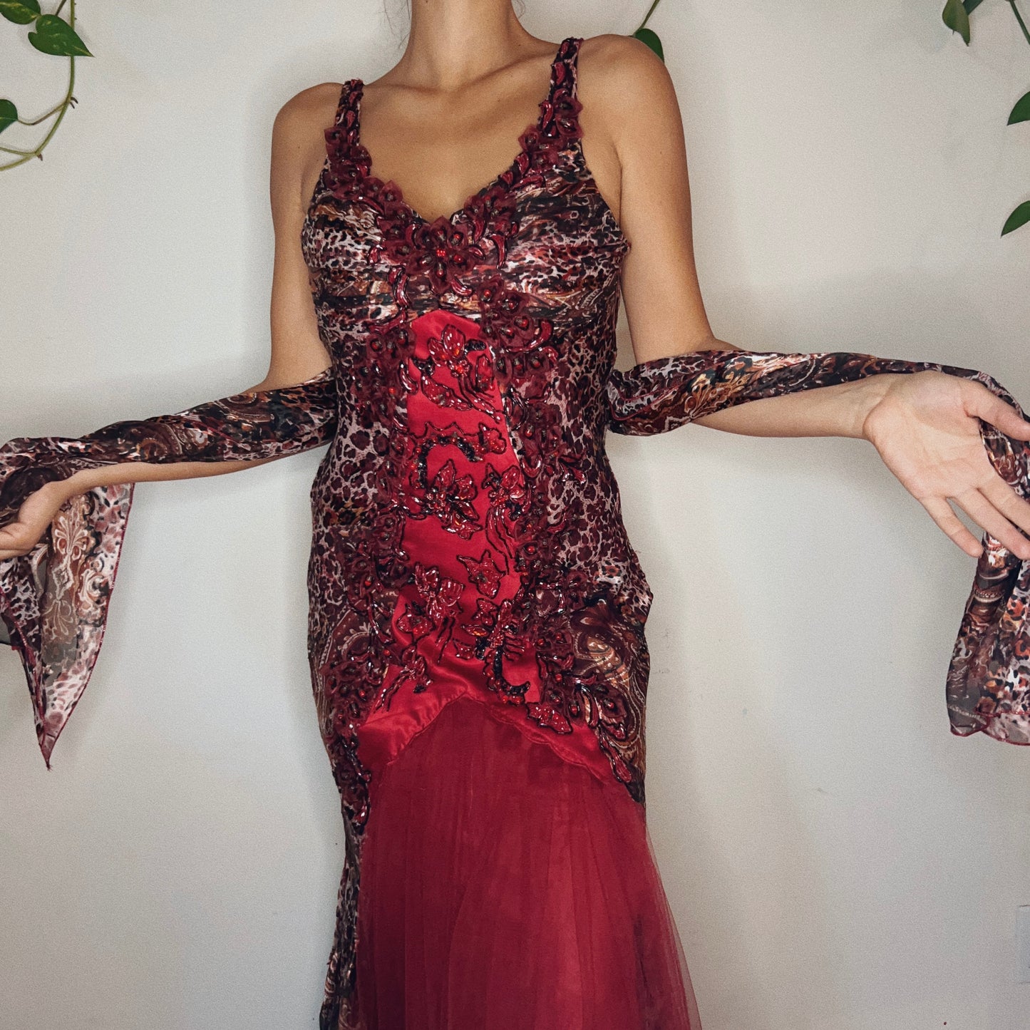 Animal Print Embellished Gown