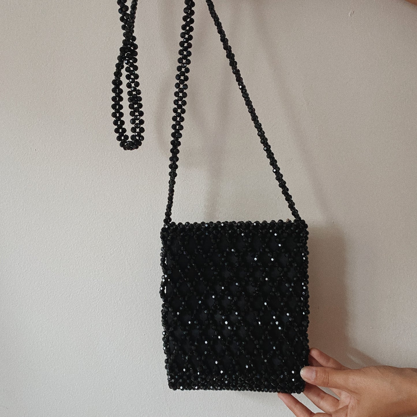 Beaded Black Mini Shimmery Bag