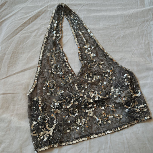 Festival sequins silver top