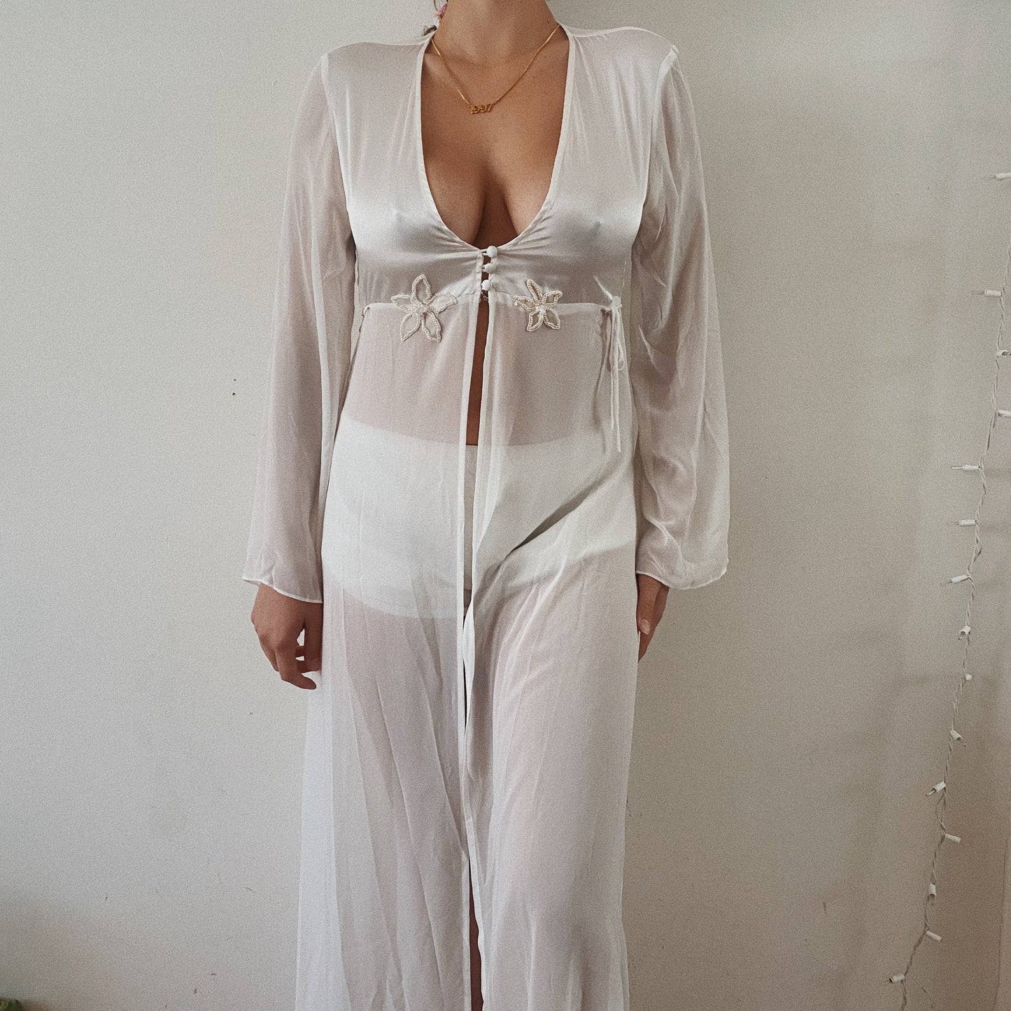 Lingerie Sheer White Vintage Robe