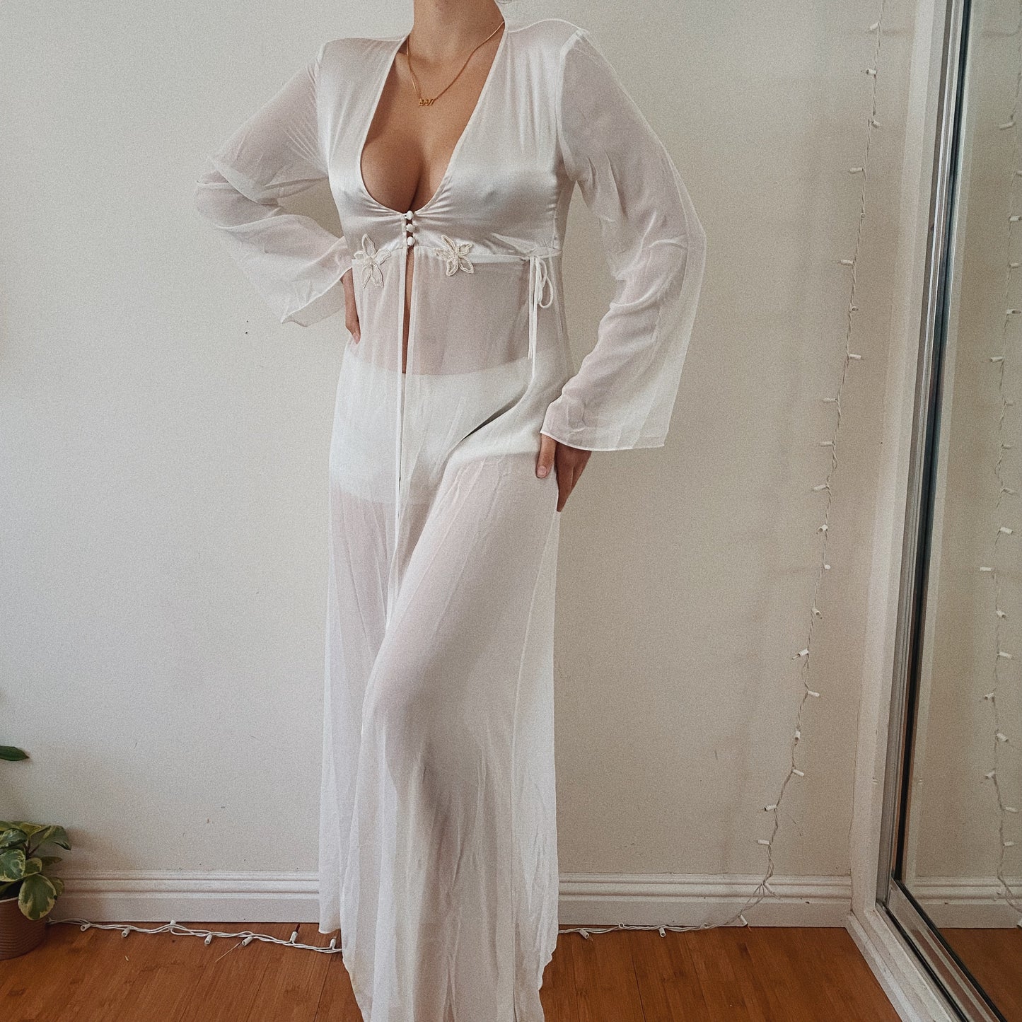 Lingerie Sheer White Vintage Robe