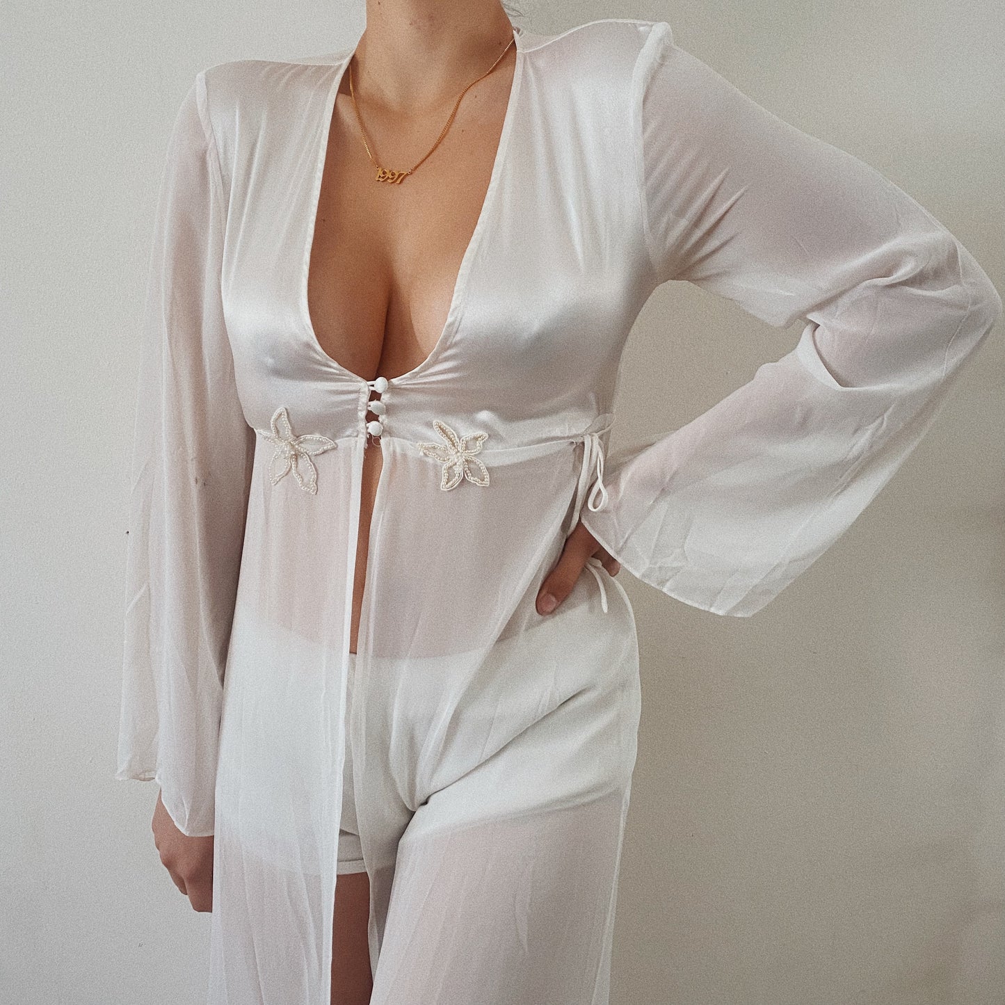 Lingerie Sheer White Vintage Robe