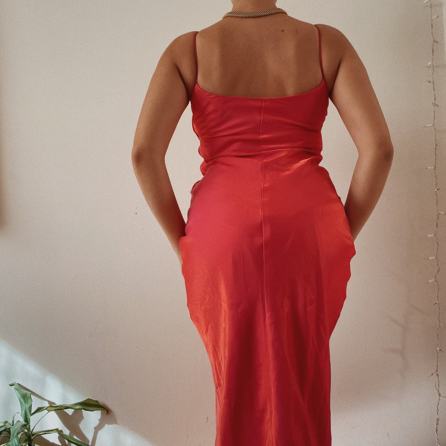 Coral Metallic Maxi Cocktail Dress