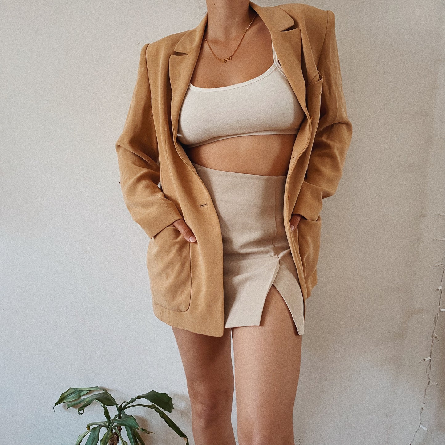 Chic Silk Tan Blazer