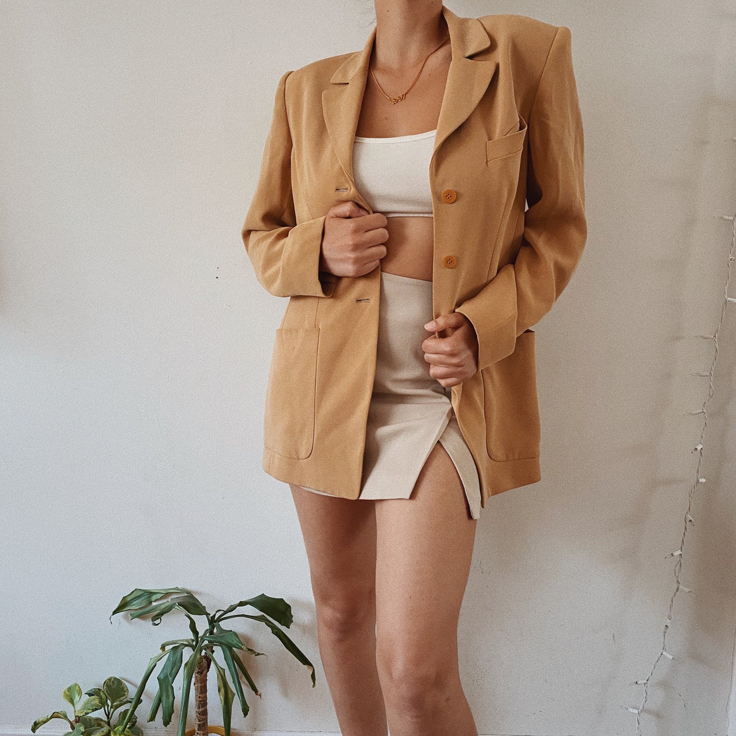 Chic Silk Tan Blazer