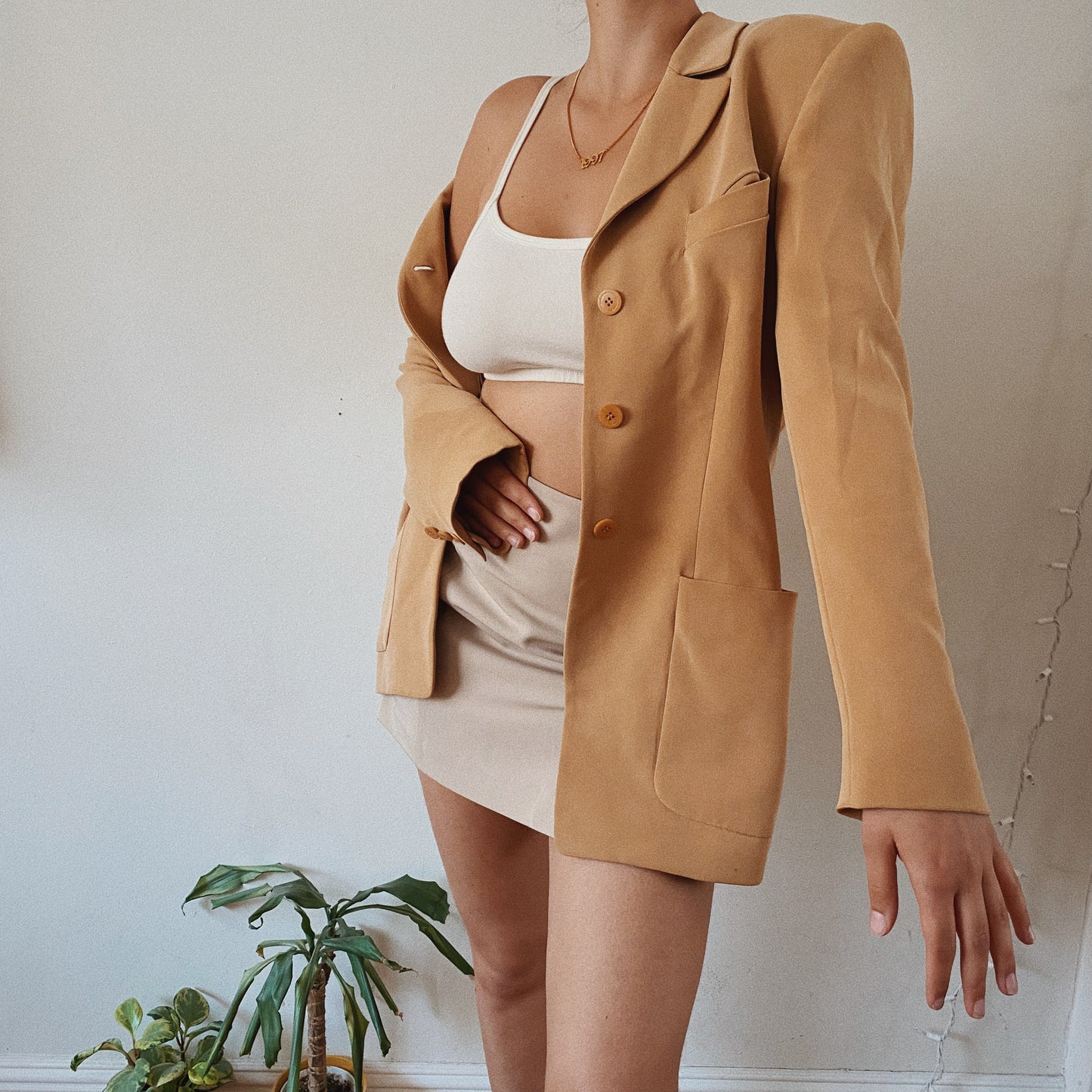 Chic Silk Tan Blazer