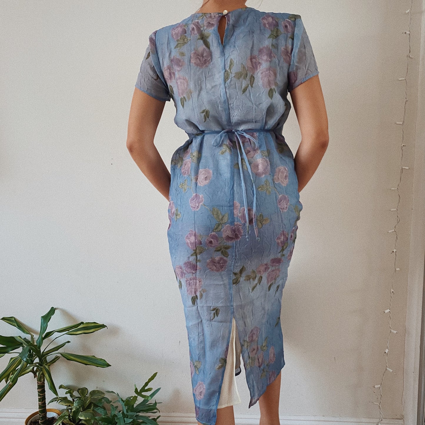 Baby Blue Vintage Floral Midi Dress