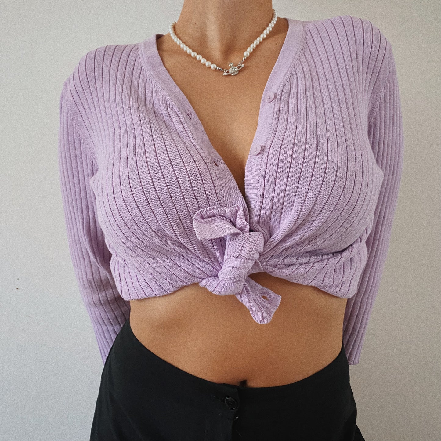 Ribbed Lavender Button Up