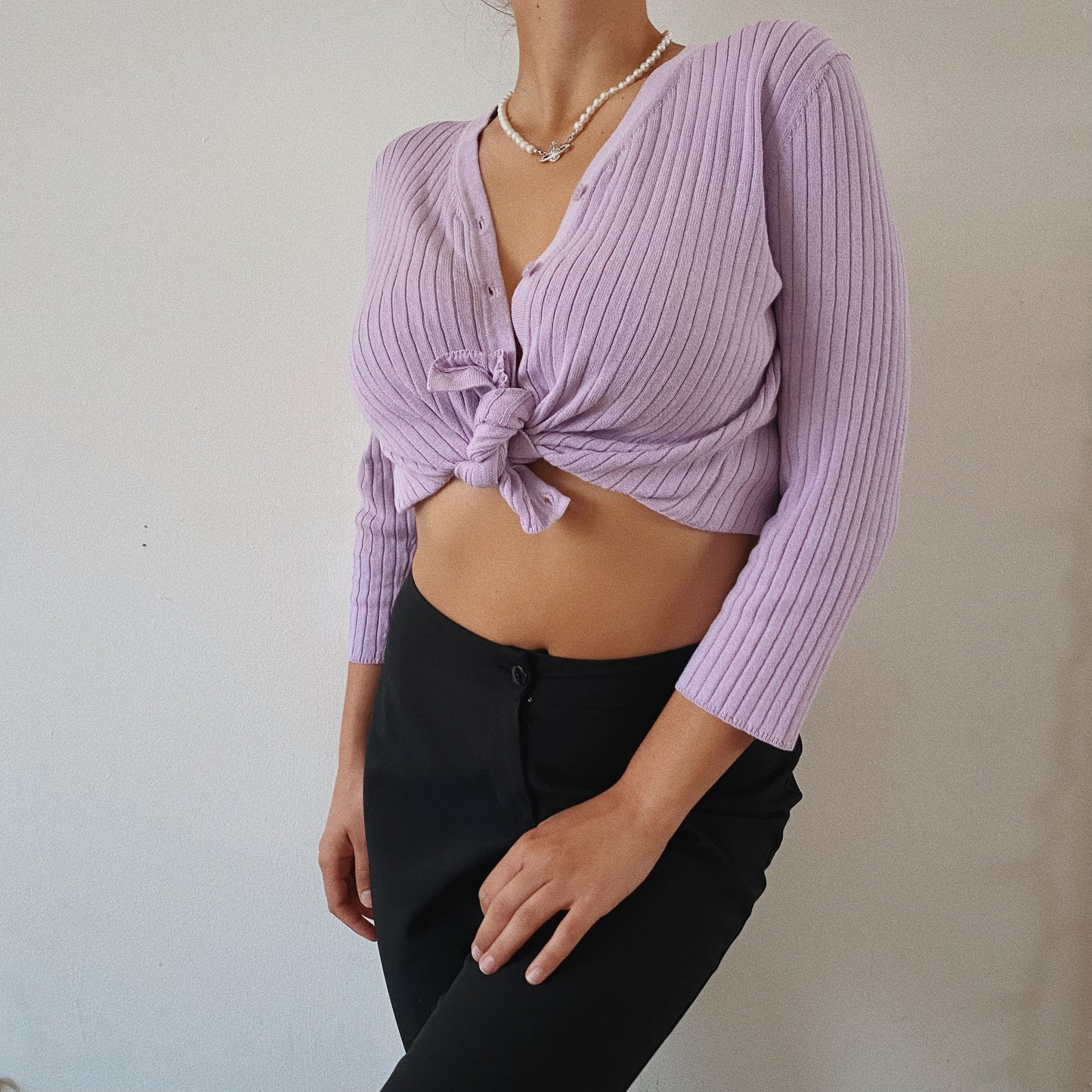 Ribbed Lavender Button Up