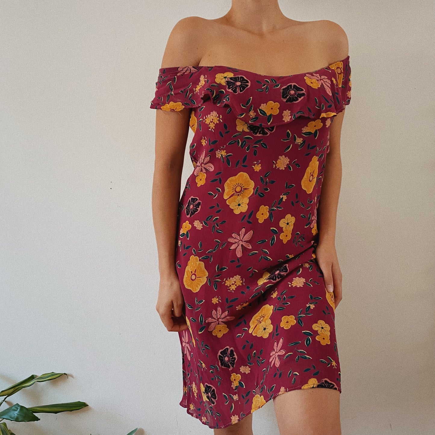 Floral Burgundy Dress