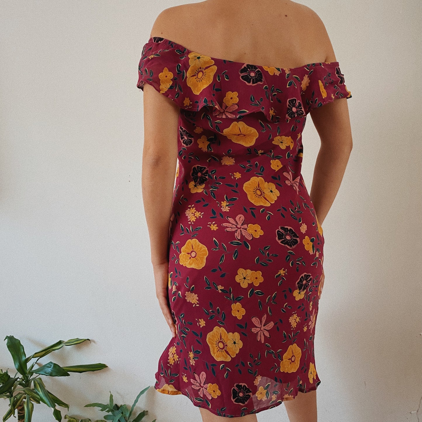 Floral Burgundy Dress