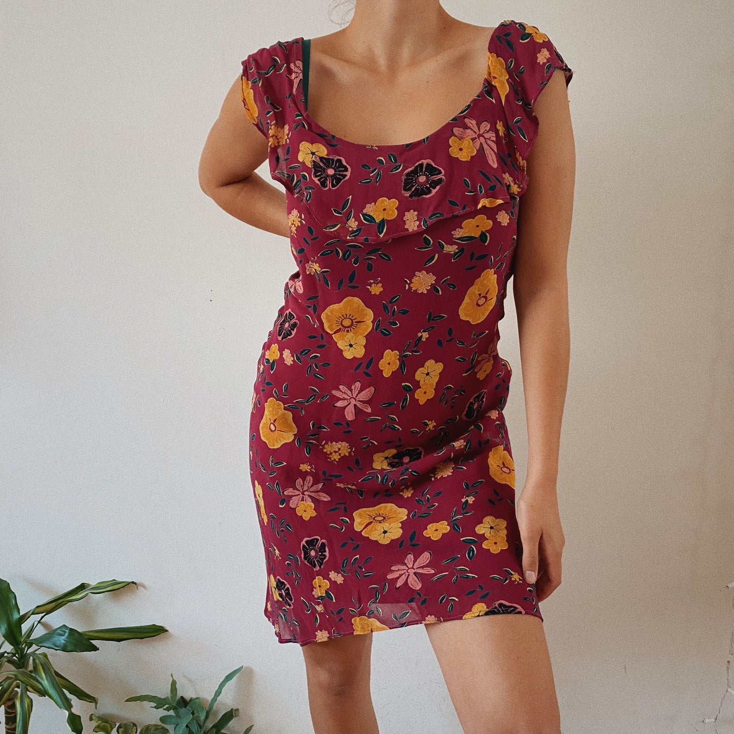 Floral Burgundy Dress