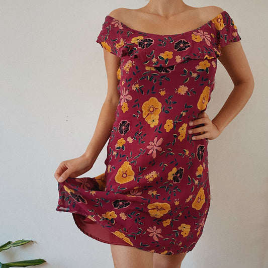 Floral Burgundy Dress