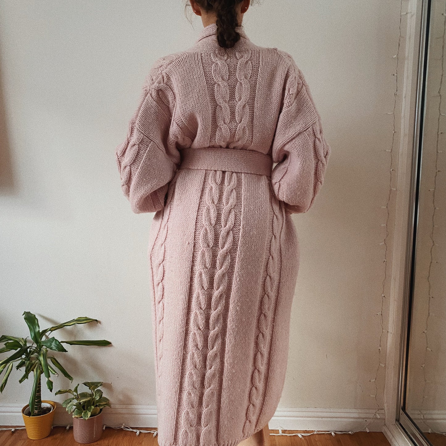 Vintage Wool Pink Maxi Belted Jacket