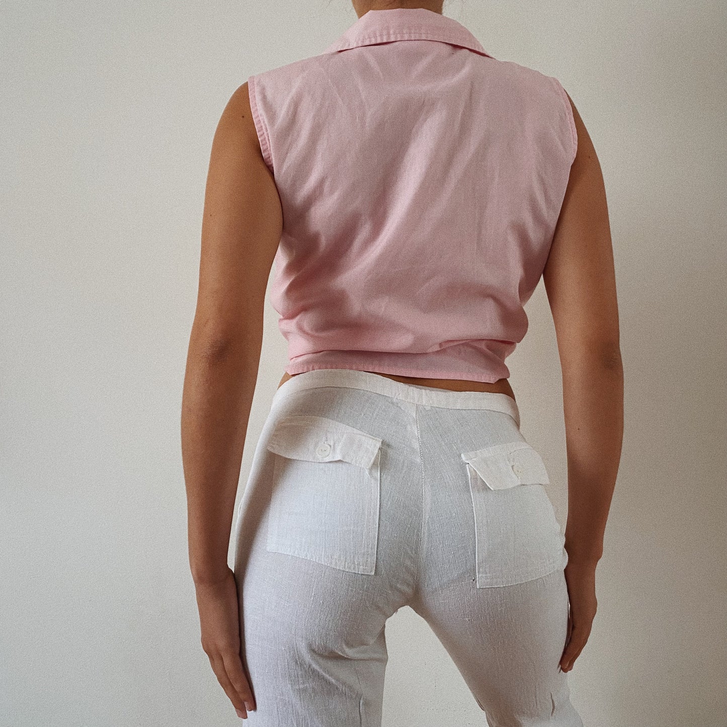 80s Pink Sleeveless Blouse