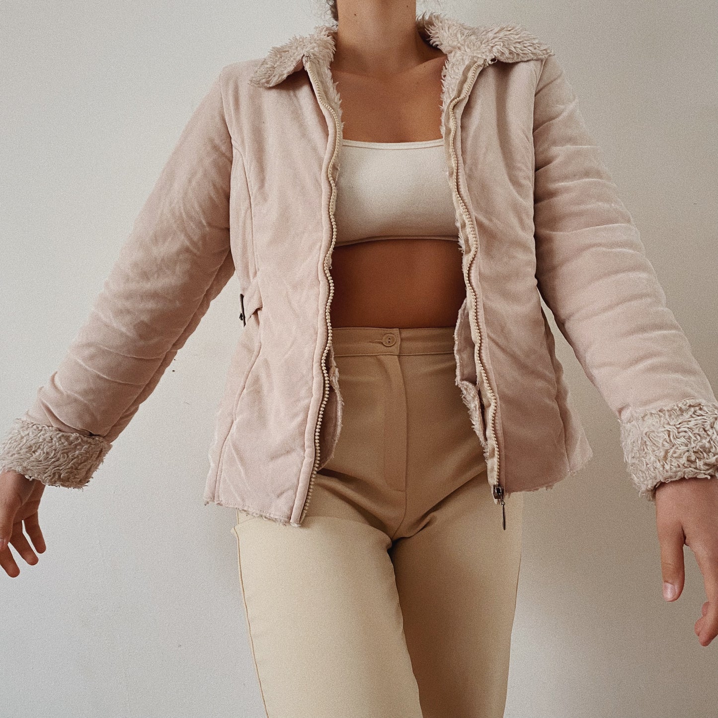 Winter Zip Up Beige Jacket