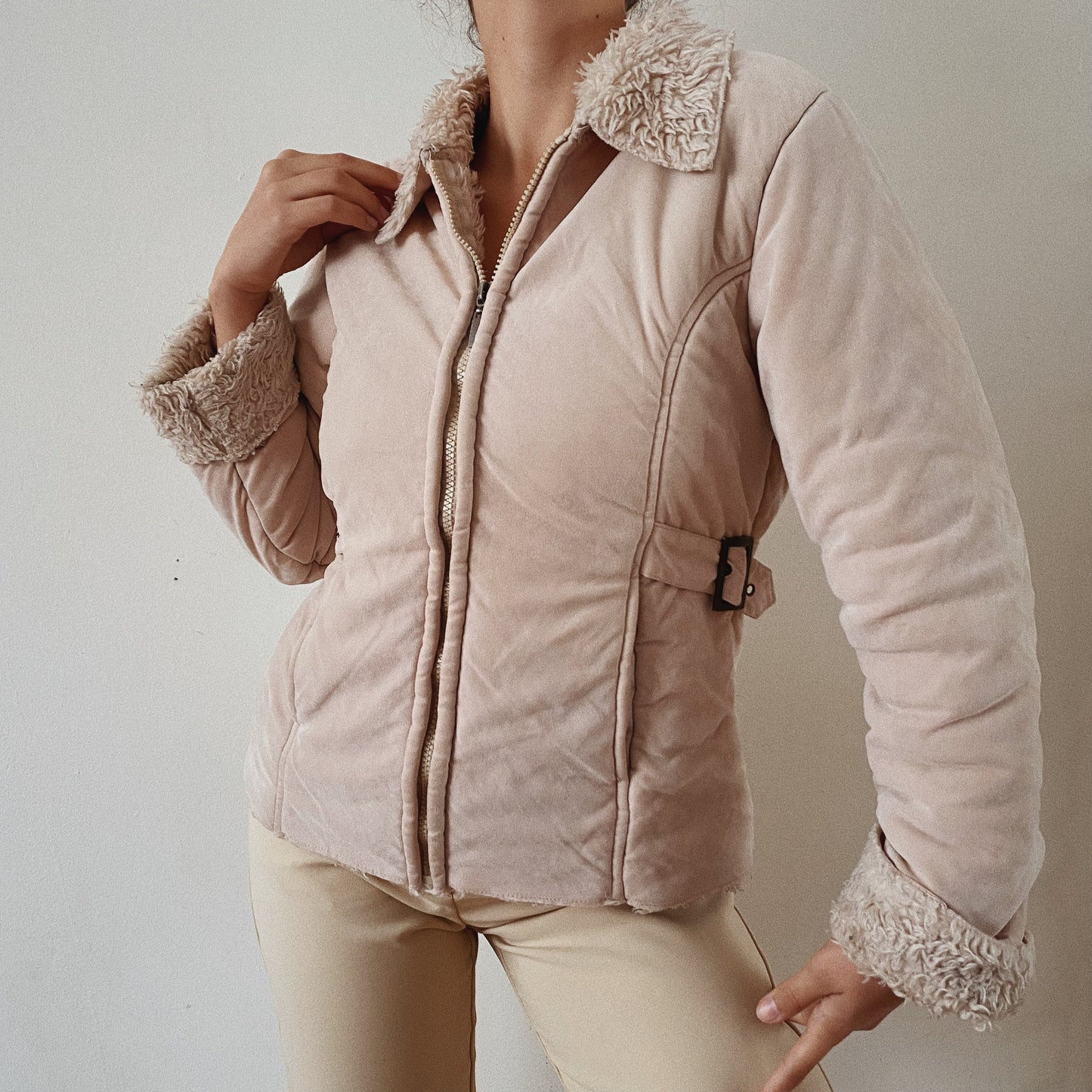 Winter Zip Up Beige Jacket