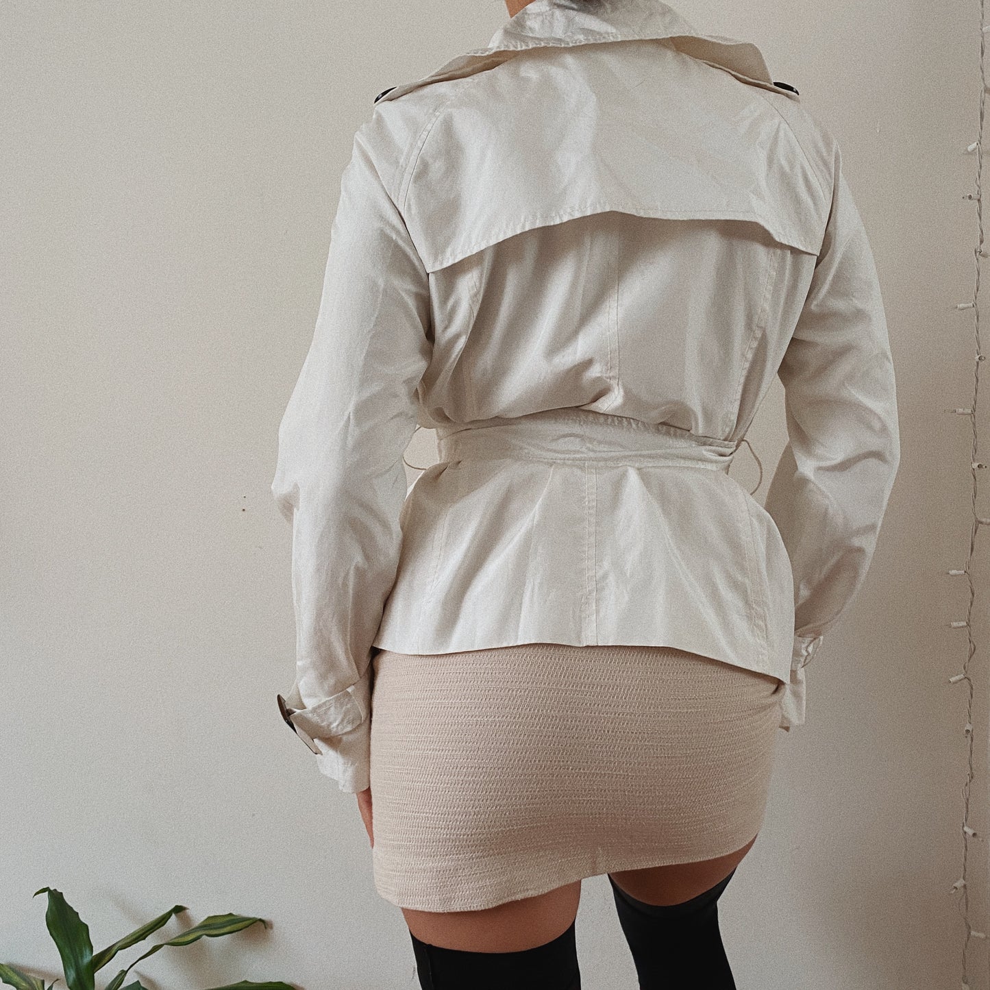 Zara Y2K White Belted Trench Jacket