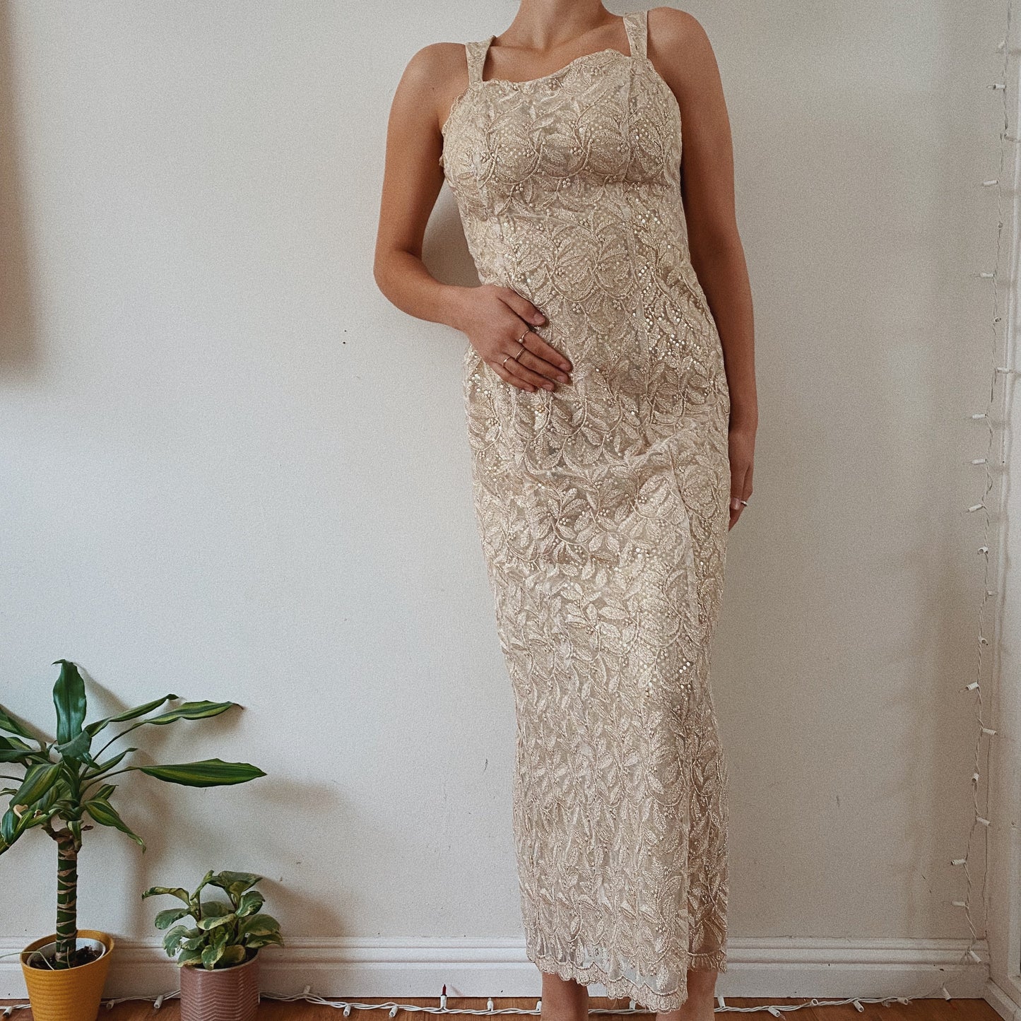 Vintage Golden Maxi Dress