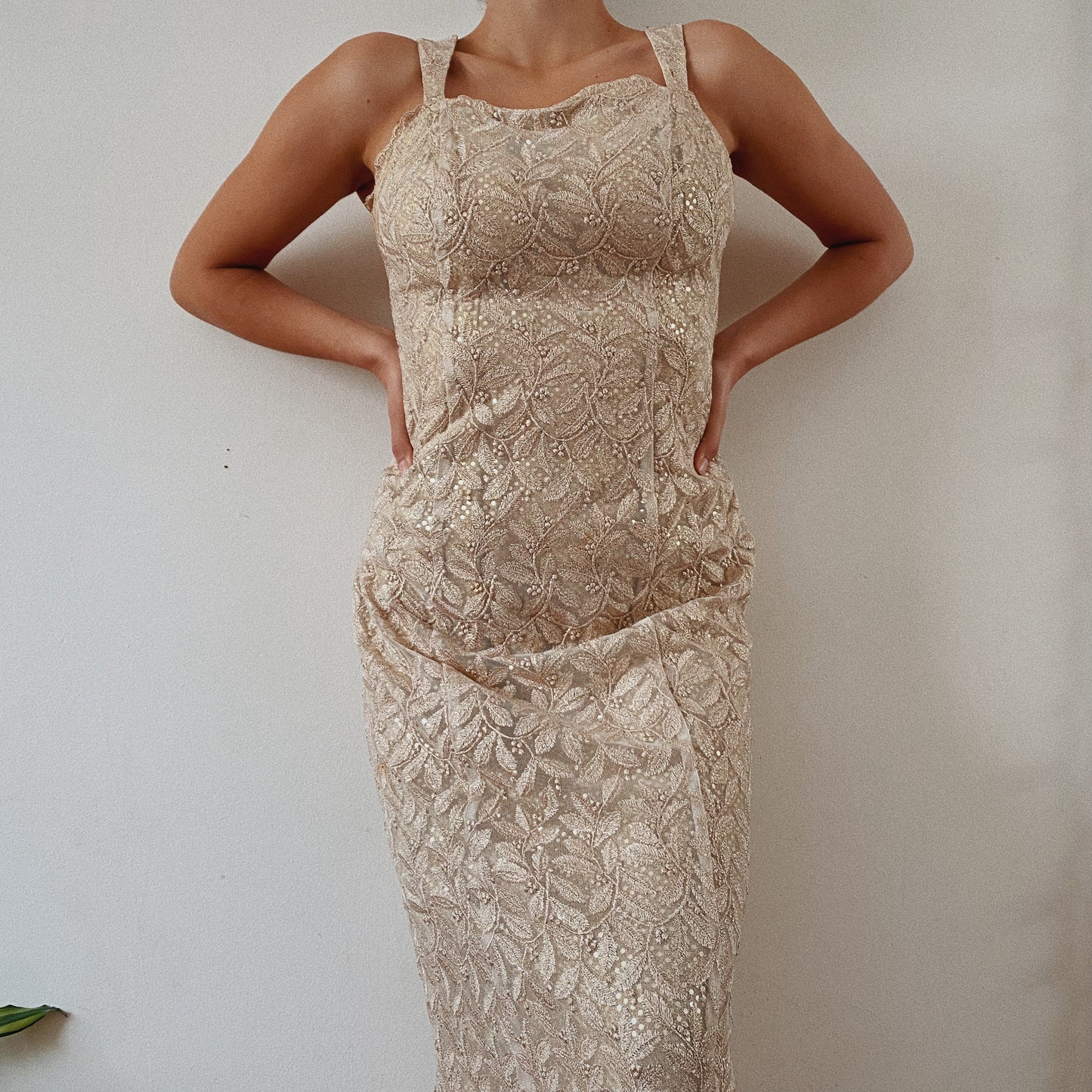 Vintage Golden Maxi Dress